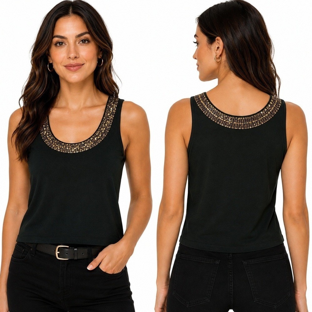 Boden Blouse Womens 12 Olive Sleeveless Tank Sequin‎ Collar Sleeveless  Rayon bl
